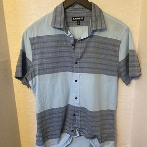 Express light blue and gray short sleeve shirt size M